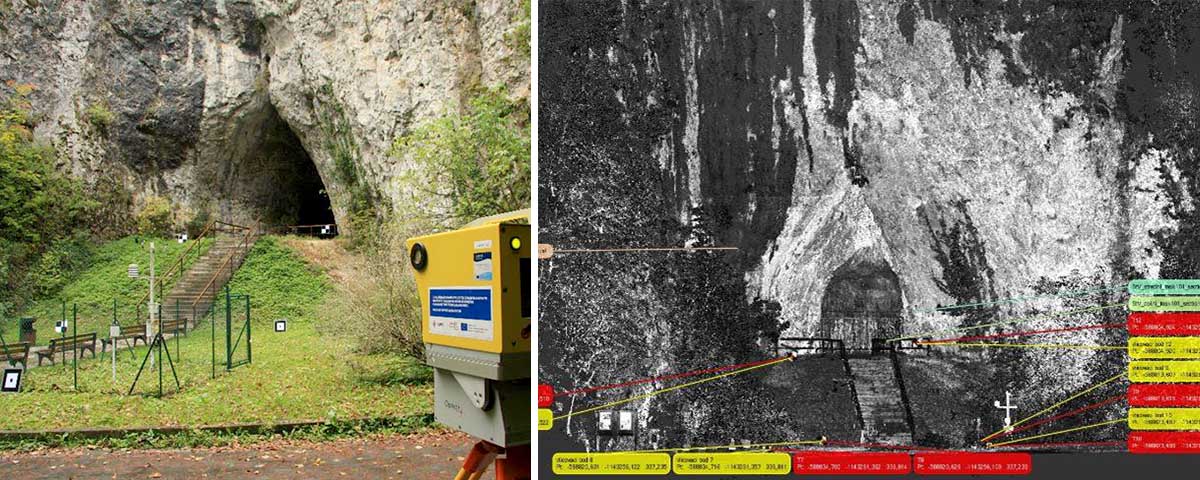 Measurement and output from a laser scanner – entrance into the Kateřinská Cave